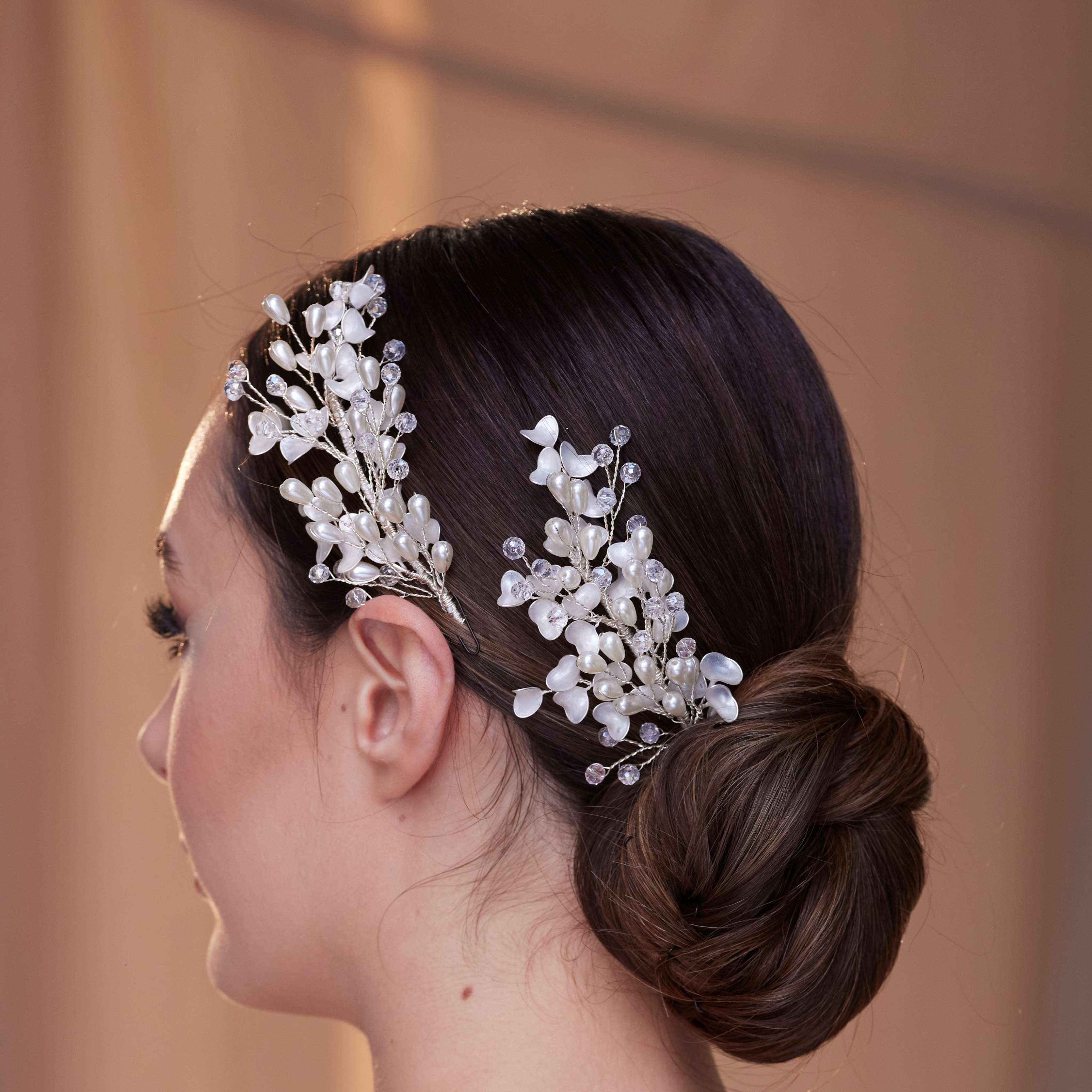 2-Piece Crystal Beaded Hair Vine Set - Glamourous Grace