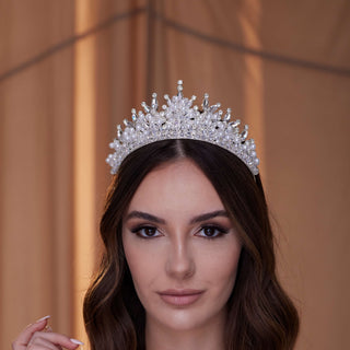 Crystal and Pearl Tiara - Glamourous Grace