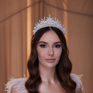 Crystal and Pearl Tiara - Glamourous Grace