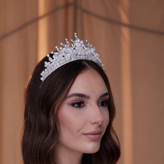 Crystal and Pearl Tiara - Glamourous Grace