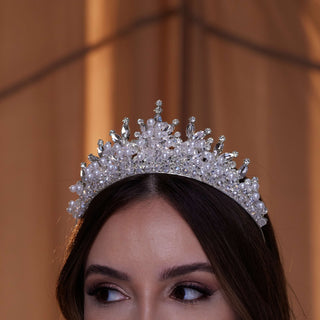 Crystal and Pearl Tiara - Glamourous Grace