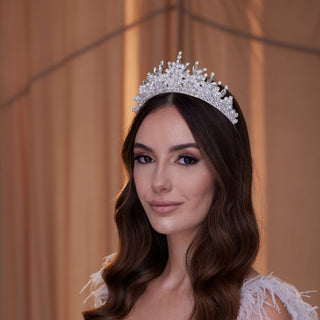 Crystal and Pearl Tiara - Glamourous Grace