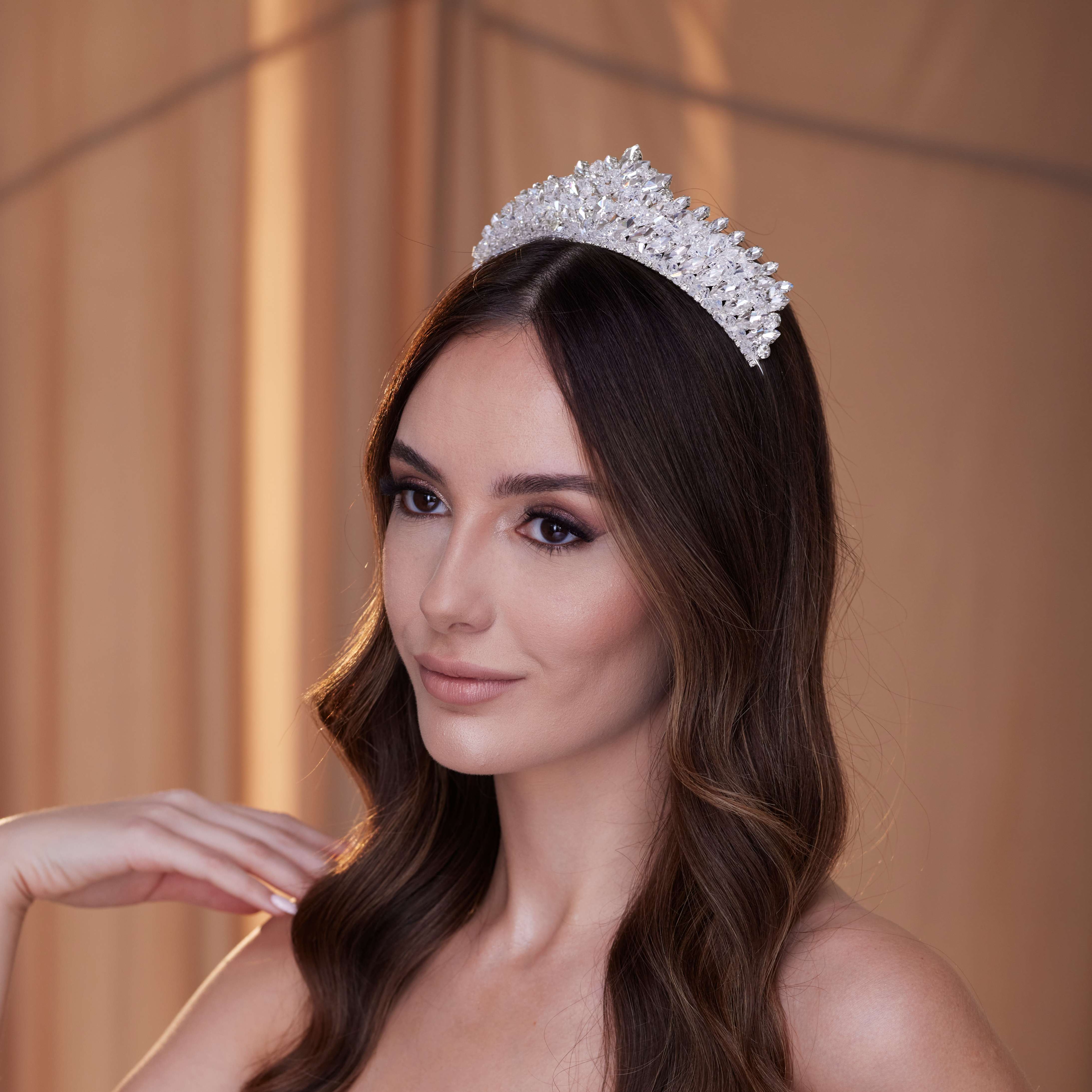 Crystal Rhinestone Wedding Tiara - Glamourous Grace