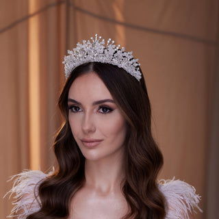 Crystal Rhinestone Bridal Tiara - Glamourous Grace