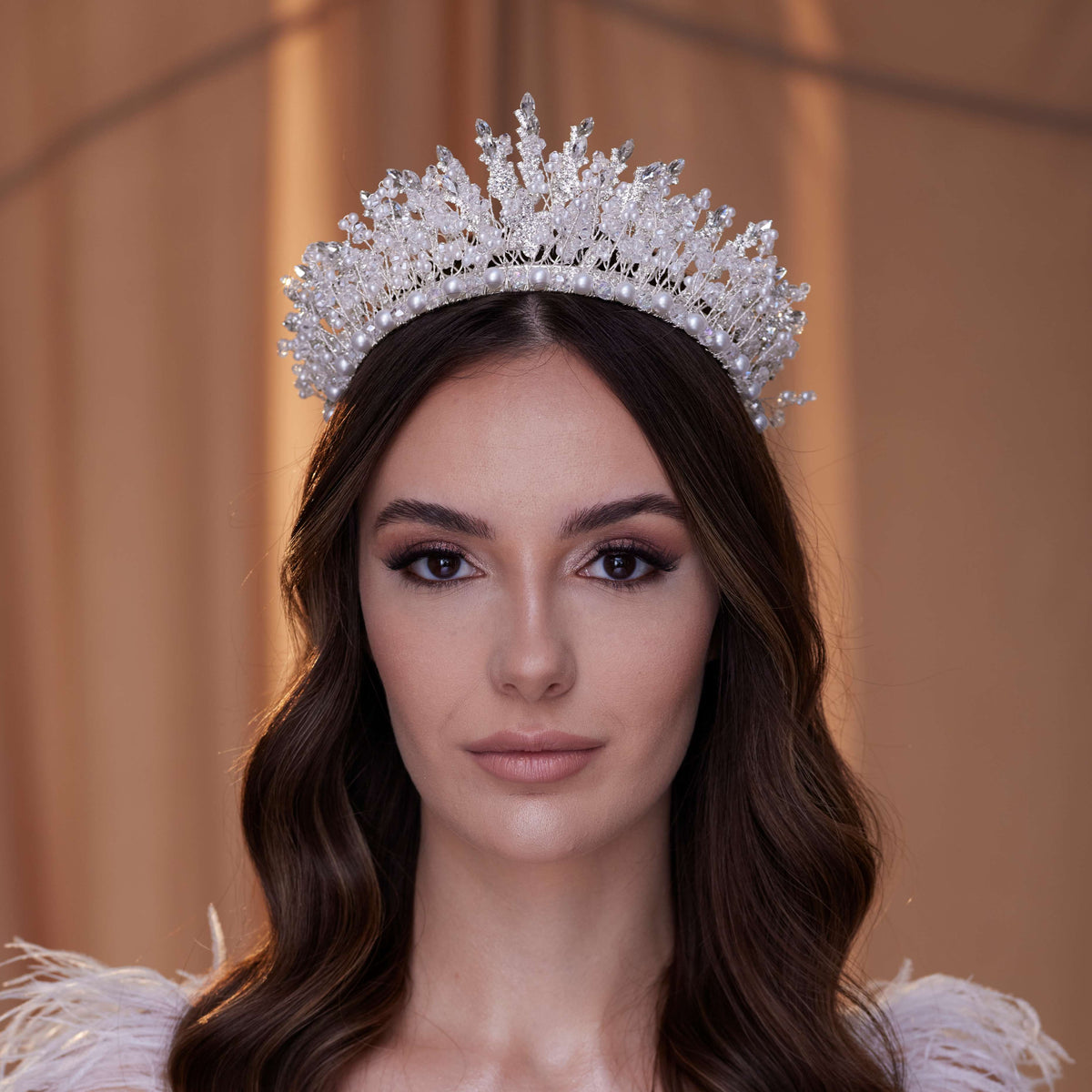 Elegant  Pearl Bridal Tiara - Glamourous Grace