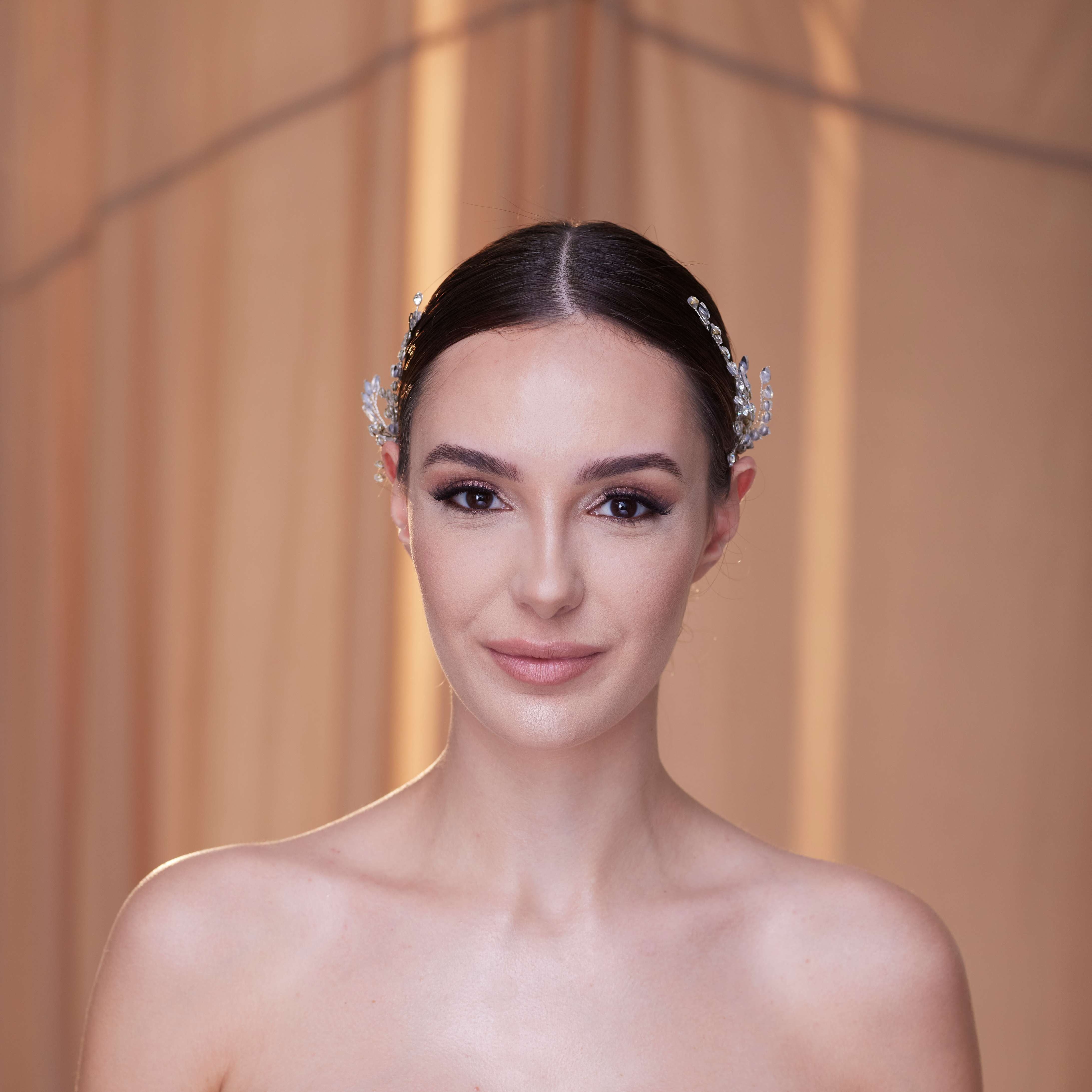 Two-Piece Crystal Beaded Headpiece - Glamourous Grace