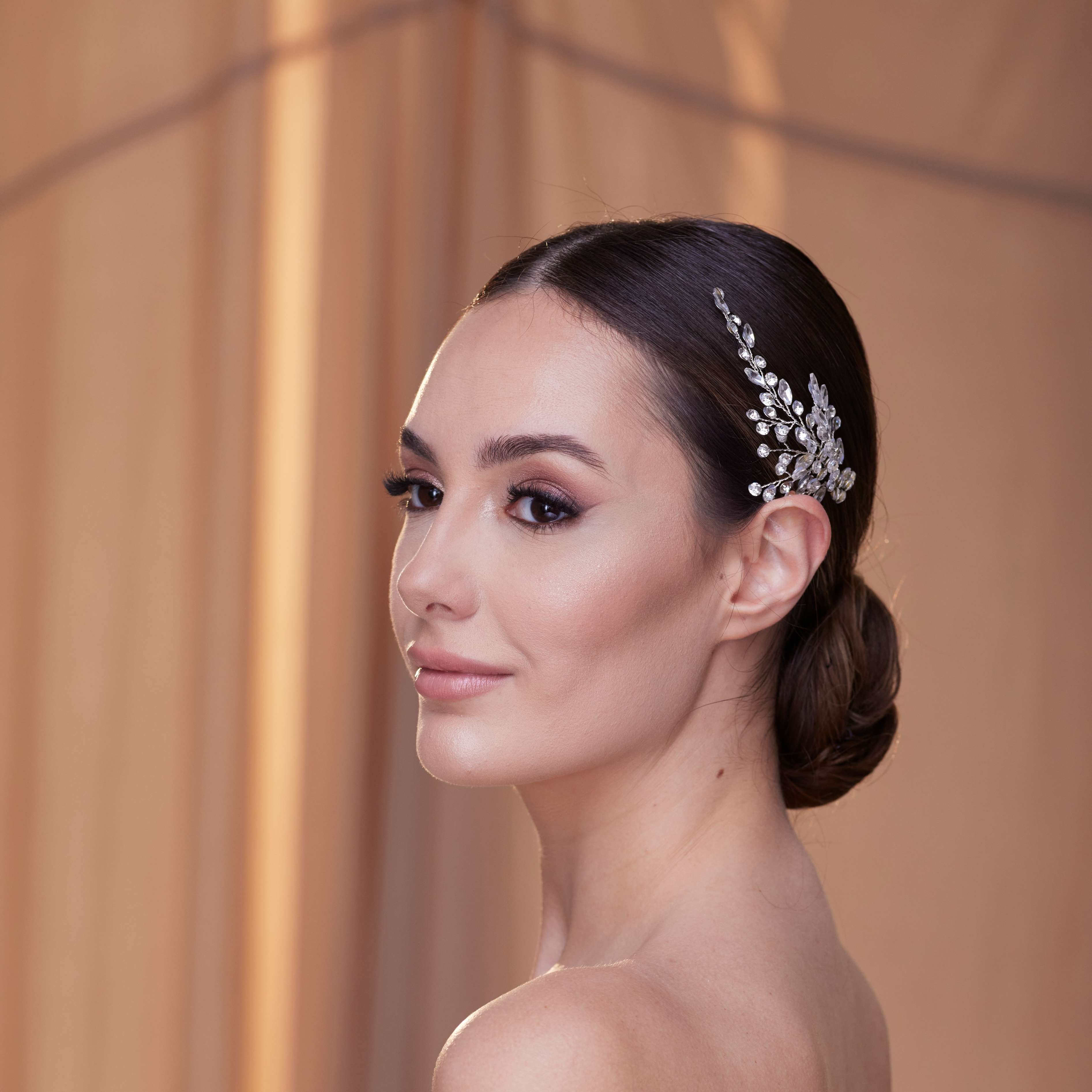 Two-Piece Crystal Beaded Headpiece - Glamourous Grace