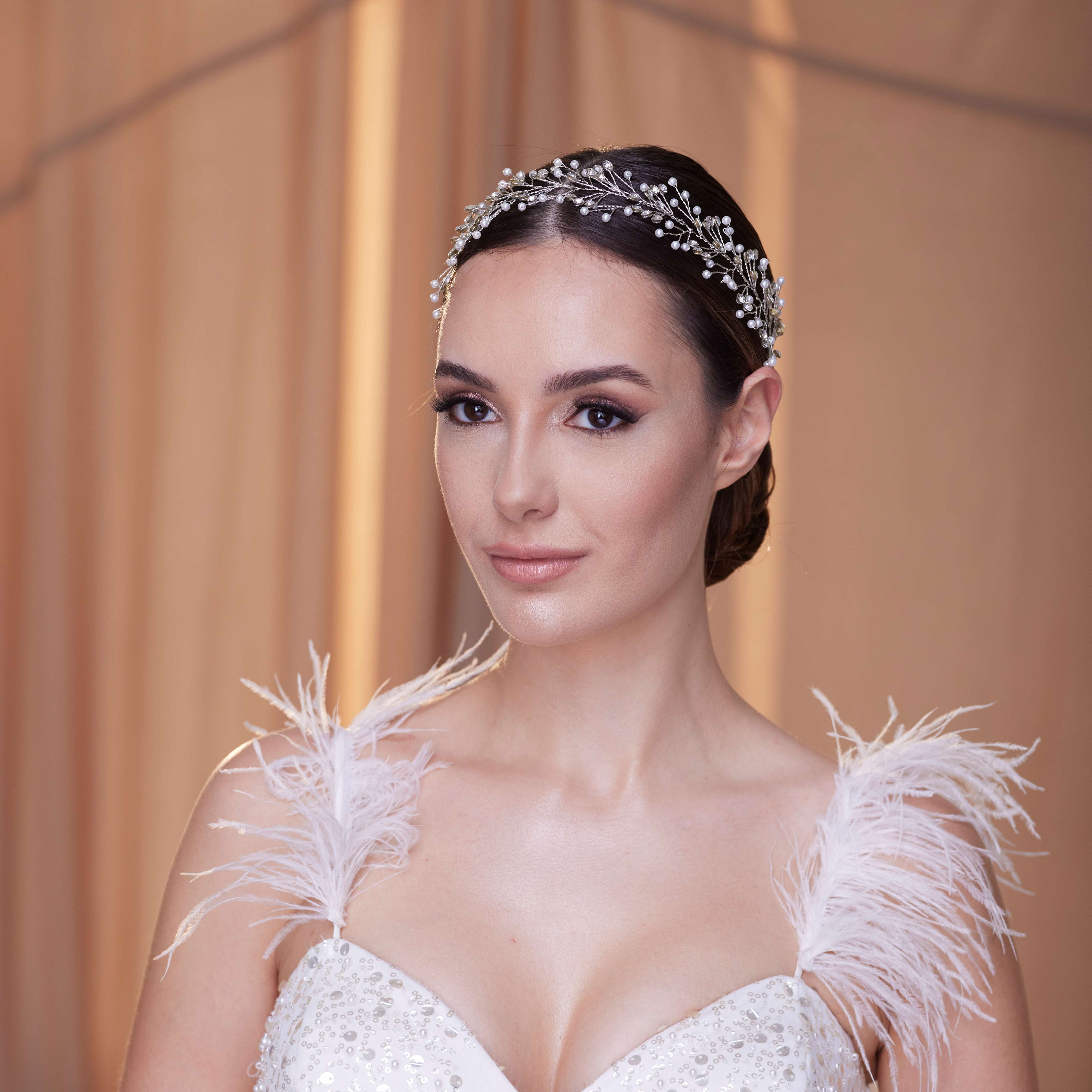Crystal and Pearl Bridal Hairvine - Glamourous Grace