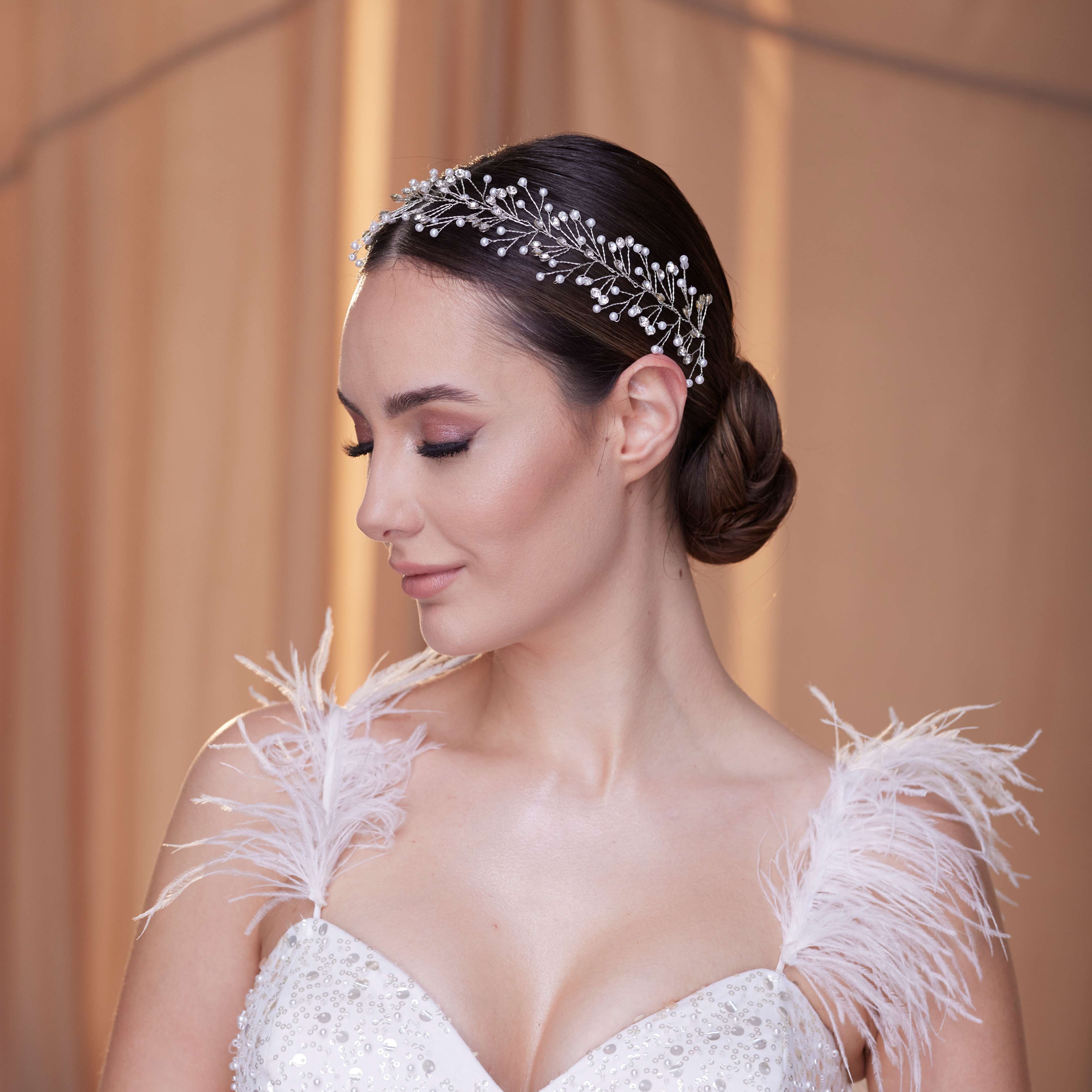 Crystal and Pearl Bridal Hairvine - Glamourous Grace