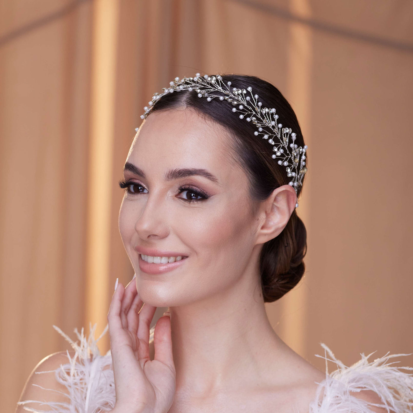 Crystal and Pearl Bridal Hairvine - Glamourous Grace