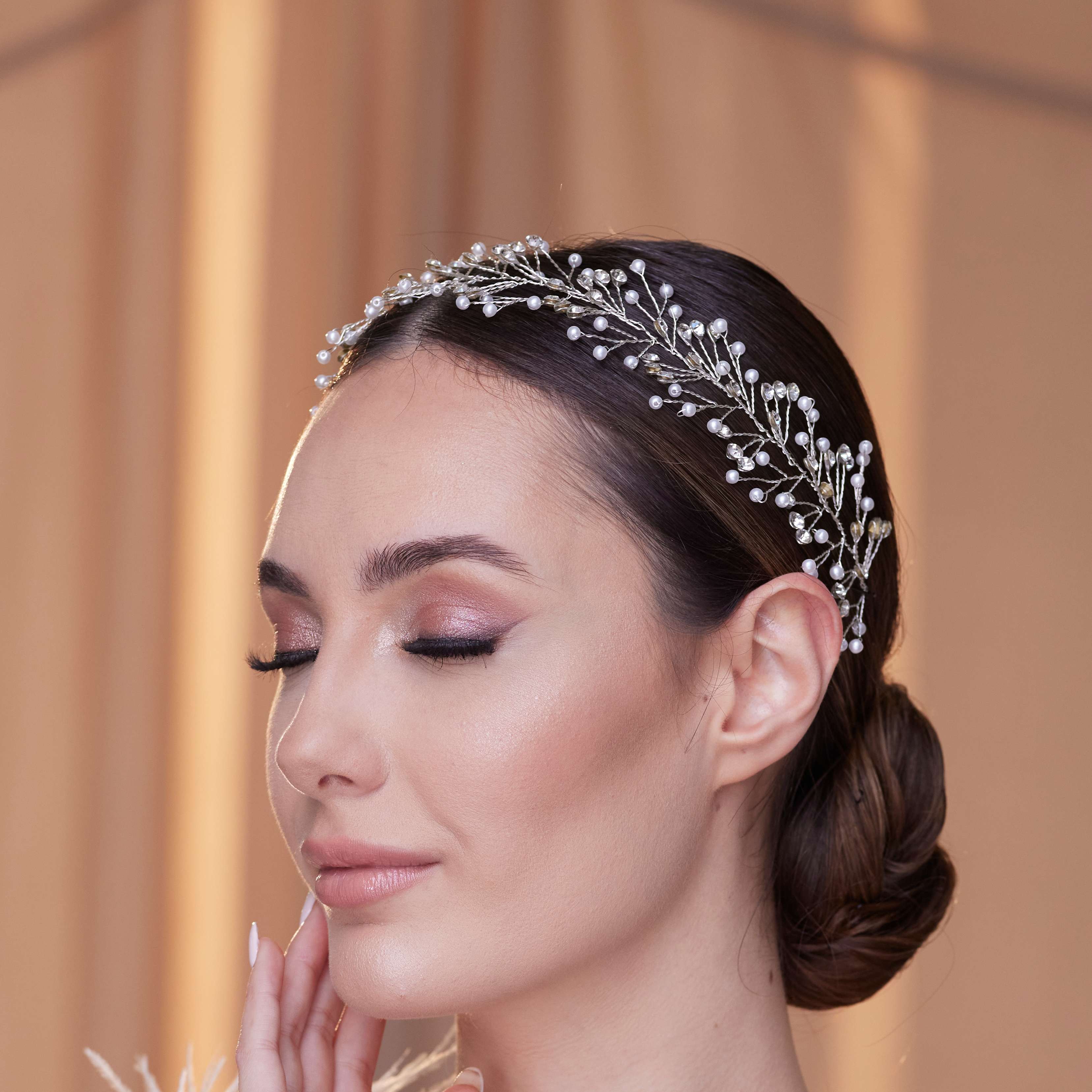 Crystal and Pearl Bridal Hairvine - Glamourous Grace