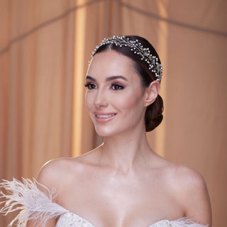 Crystal and Pearl Bridal Hairvine - Glamourous Grace