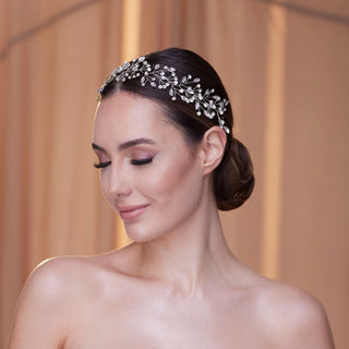 Delicate Crystal Bead and Rhinestone Hair Vine - Glamourous Grace
