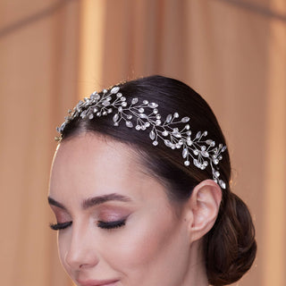 Delicate Crystal Bead and Rhinestone Hair Vine - Glamourous Grace