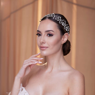 Delicate Crystal Bead and Rhinestone Hair Vine - Glamourous Grace