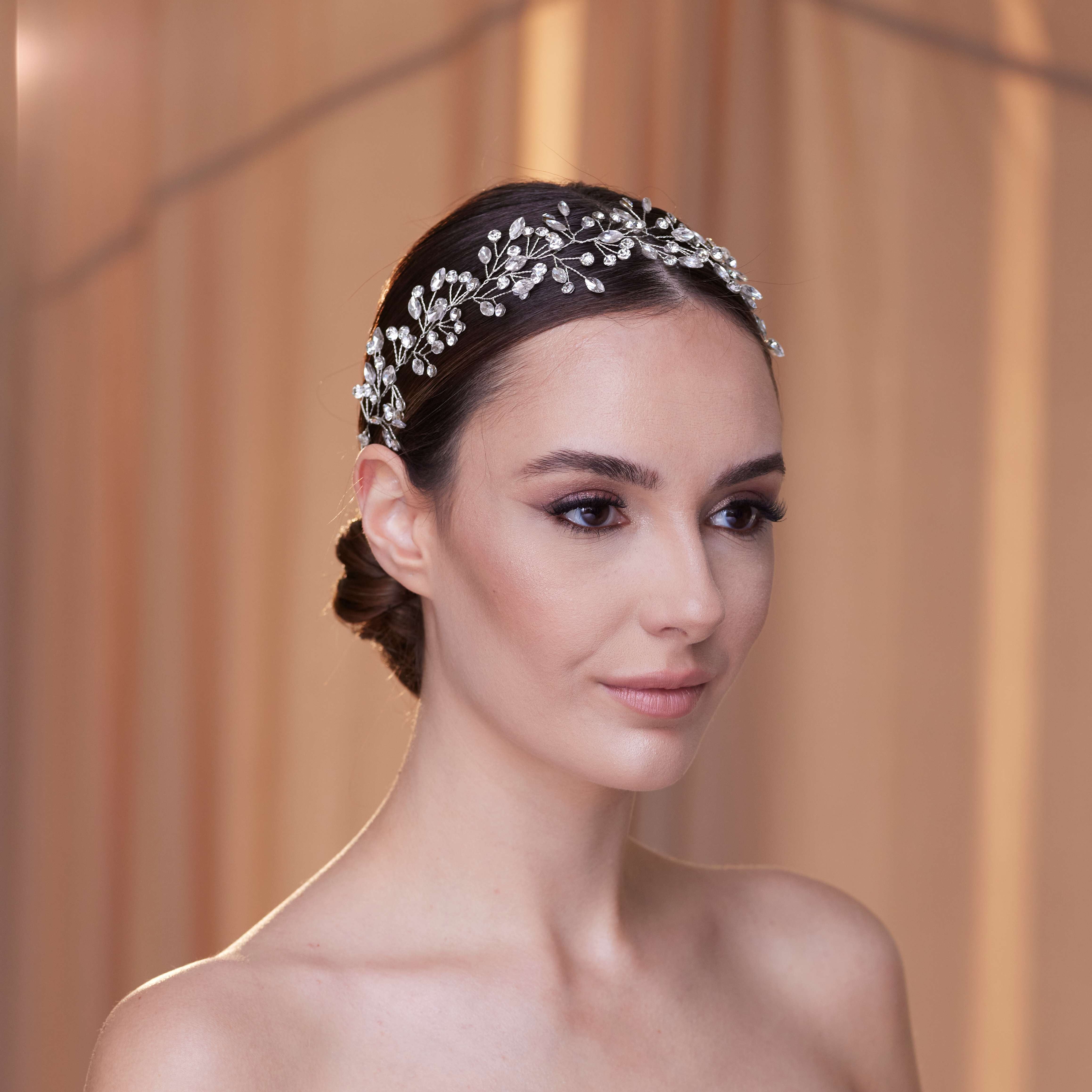 Delicate Crystal Bead and Rhinestone Hair Vine - Glamourous Grace