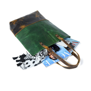 Green Women's Leather Tote - Glamourous Grace