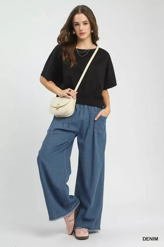 Umgee Stone Washed Wide Leg Pants - Glamourous Grace