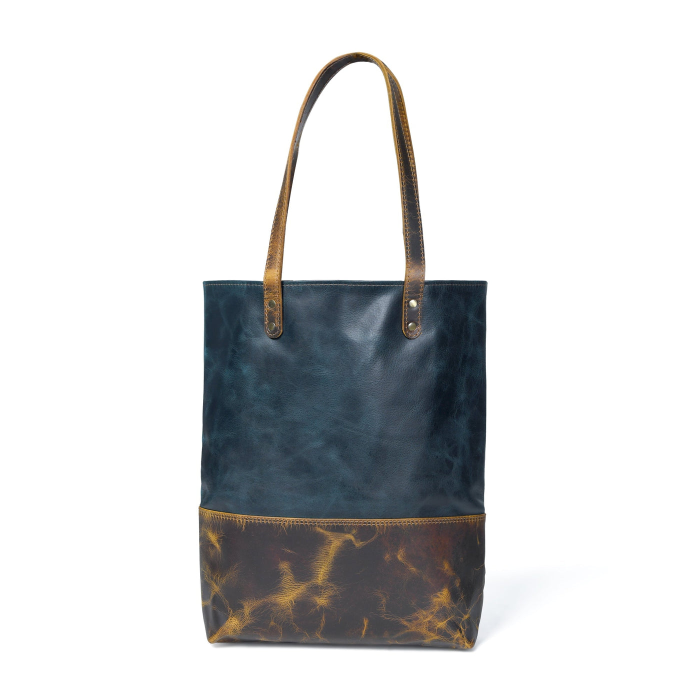 Blue Women's Leather Tote - Glamourous Grace