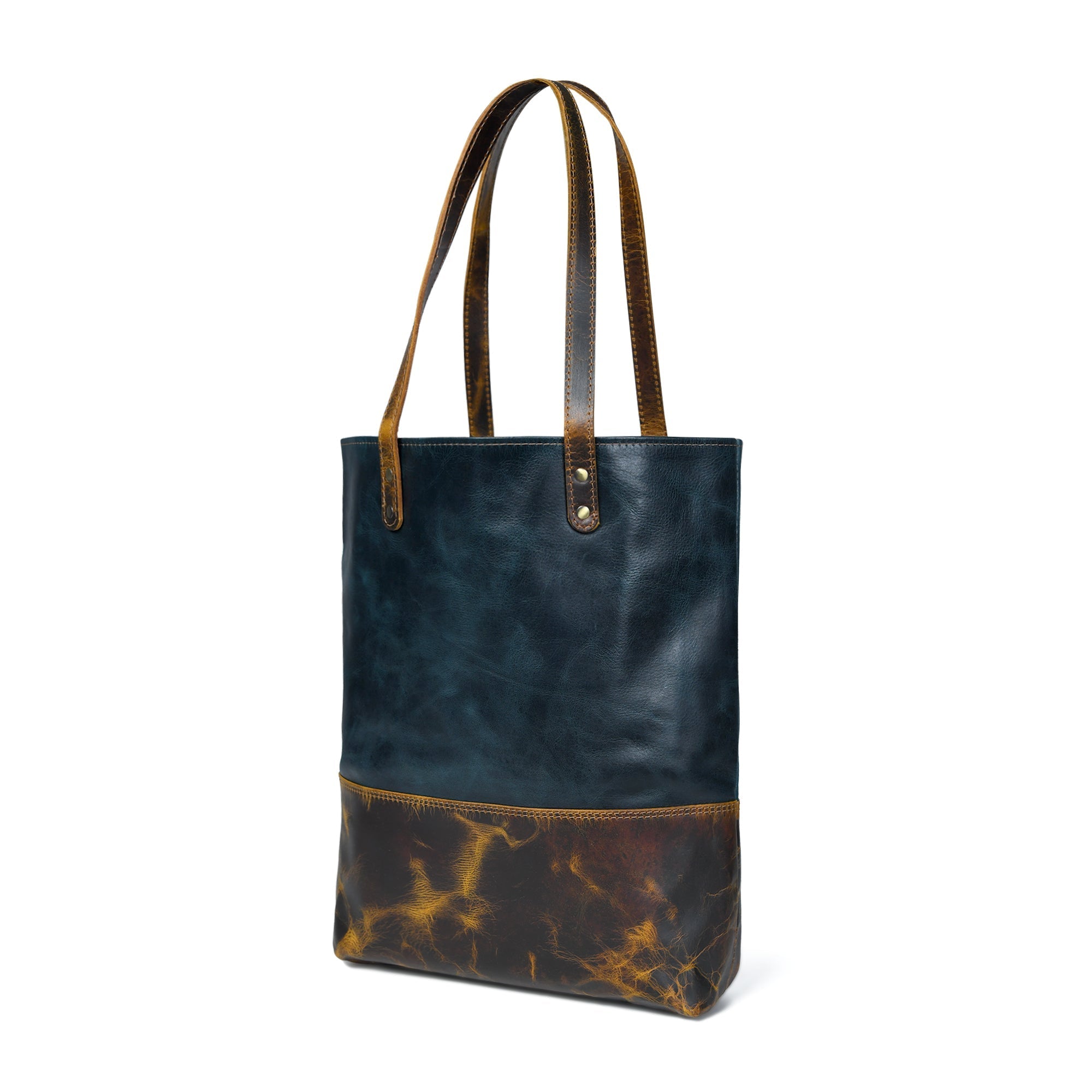 Blue Women's Leather Tote - Glamourous Grace
