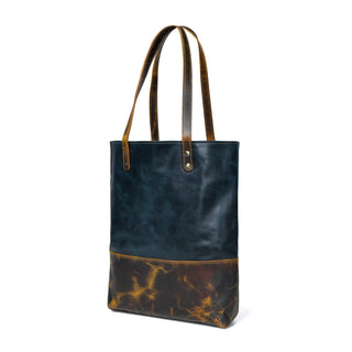 Blue Women's Leather Tote - Glamourous Grace