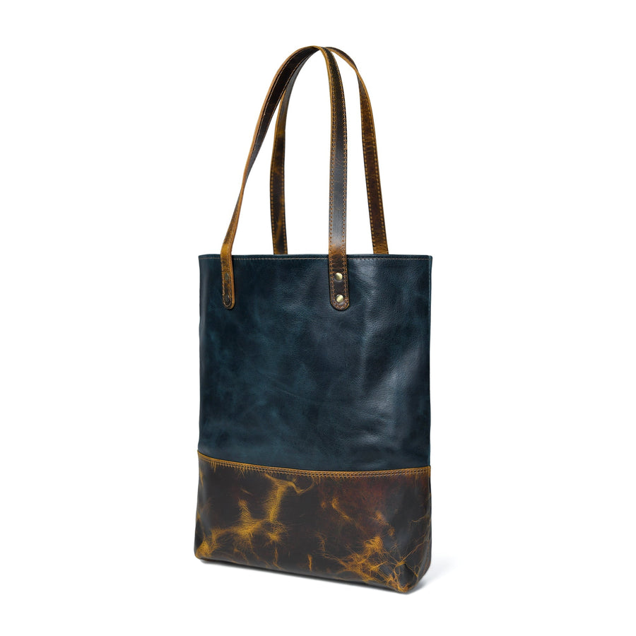 Blue Women's Leather Tote - Glamourous Grace