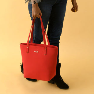 Era Vegan Leather Tote - Coral Red - Glamourous Grace