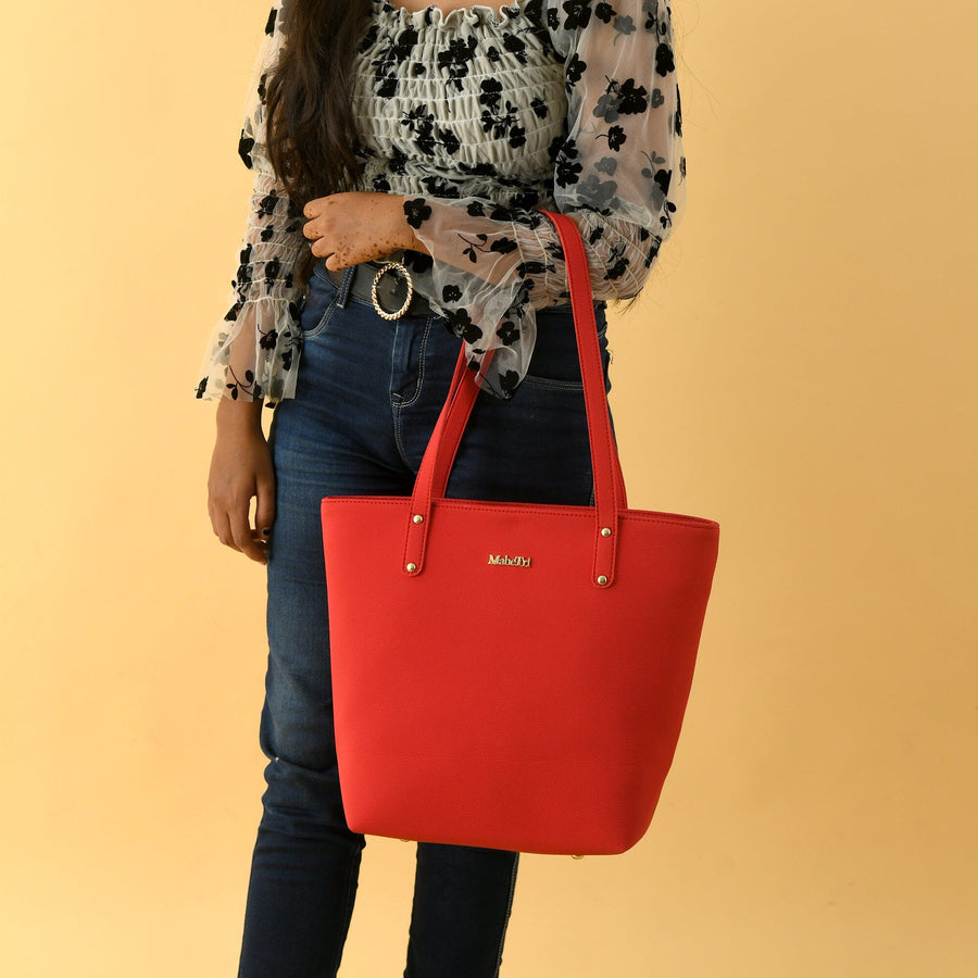 Era Vegan Leather Tote - Coral Red - Glamourous Grace