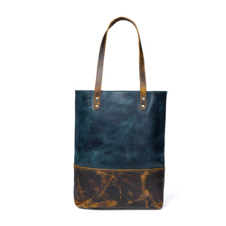 Blue Women's Leather Tote - Glamourous Grace