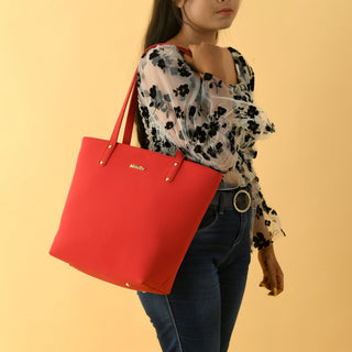 Era Vegan Leather Tote - Coral Red - Glamourous Grace