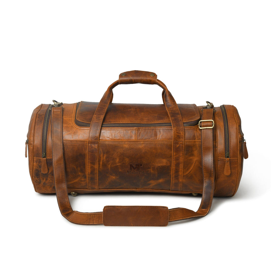 Leather Gym Travel Bag, Round - Glamourous Grace