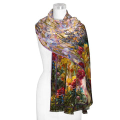 Tiffany Peonies & Iris   Silk Blend Shawl – Lightweight Dressy Wrap for Women