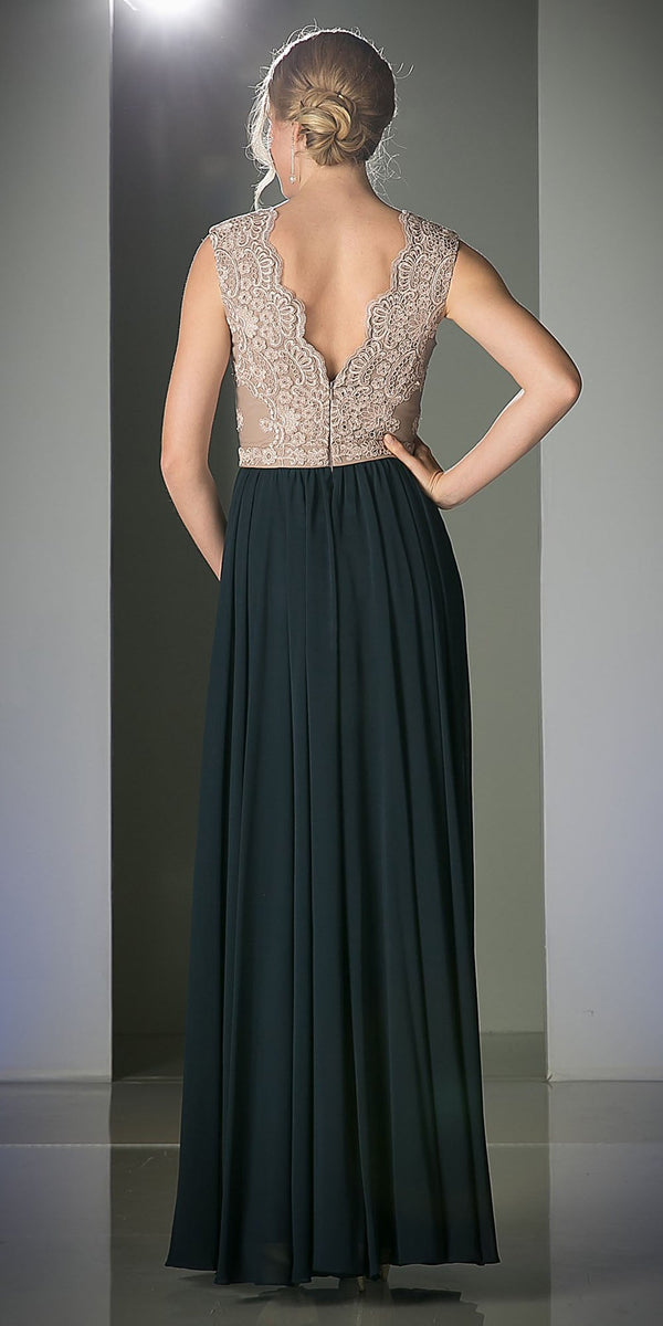 Cinderella Divine 1965 Sleeveless Dress V-Neck Embroidered Bodice - Glamourous Grace