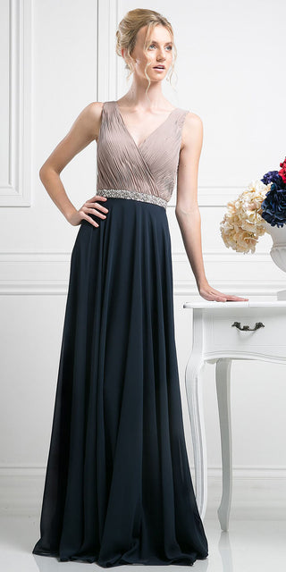 Cinderella Divine 1968 A-Line Chiffon Dress  Pleated V Neck