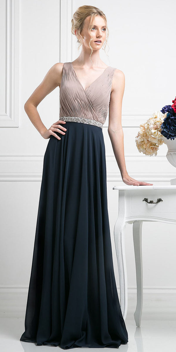 Cinderella Divine 1968 A-Line Chiffon Dress  Pleated V Neck - Glamourous Grace
