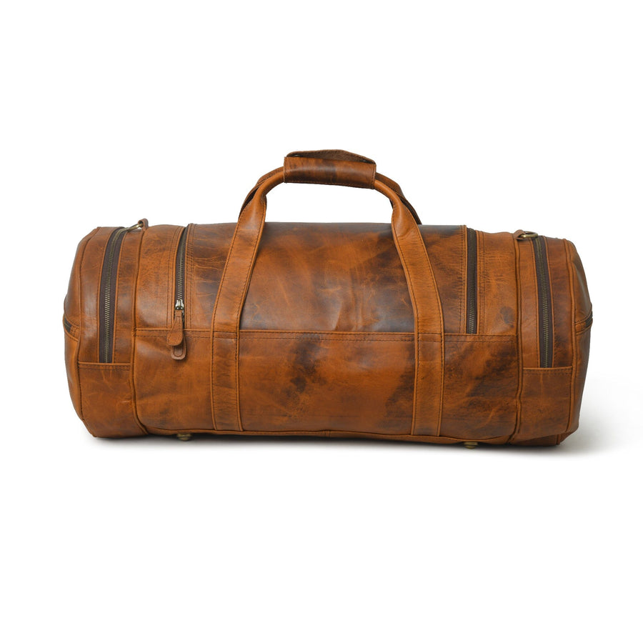 Leather Gym Travel Bag, Round - Glamourous Grace