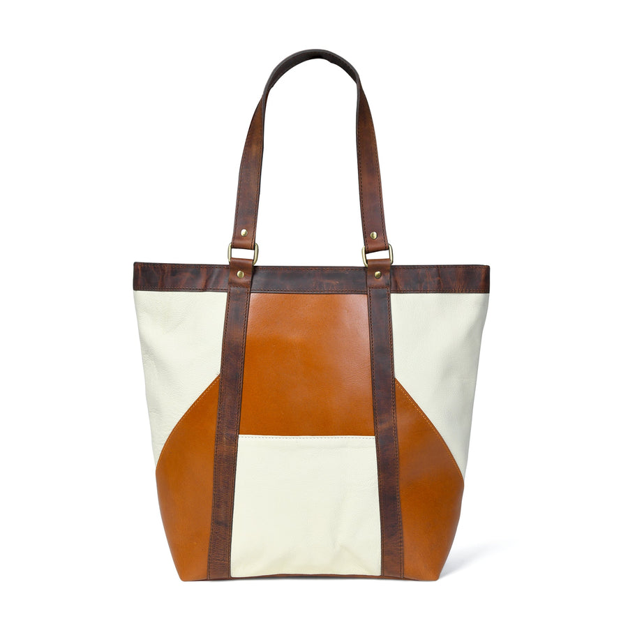 Geometric Design Leather Tote - Glamourous Grace