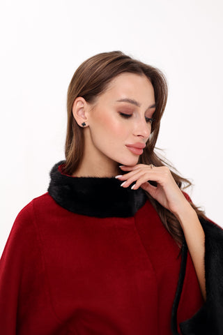 Genuine Scandinavian Mink Fur Double Face Wool Poncho