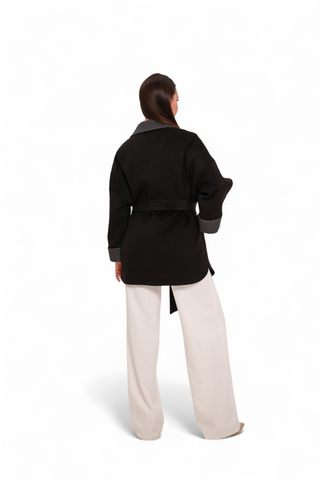 Sandro Cashmere Blend Overcoat in Black