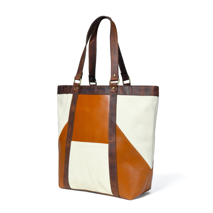 Geometric Design Leather Tote - Glamourous Grace