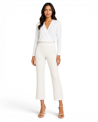 Krazy Larry P600 Pull on Wide Ankle Pant - Oatmeal Stripe