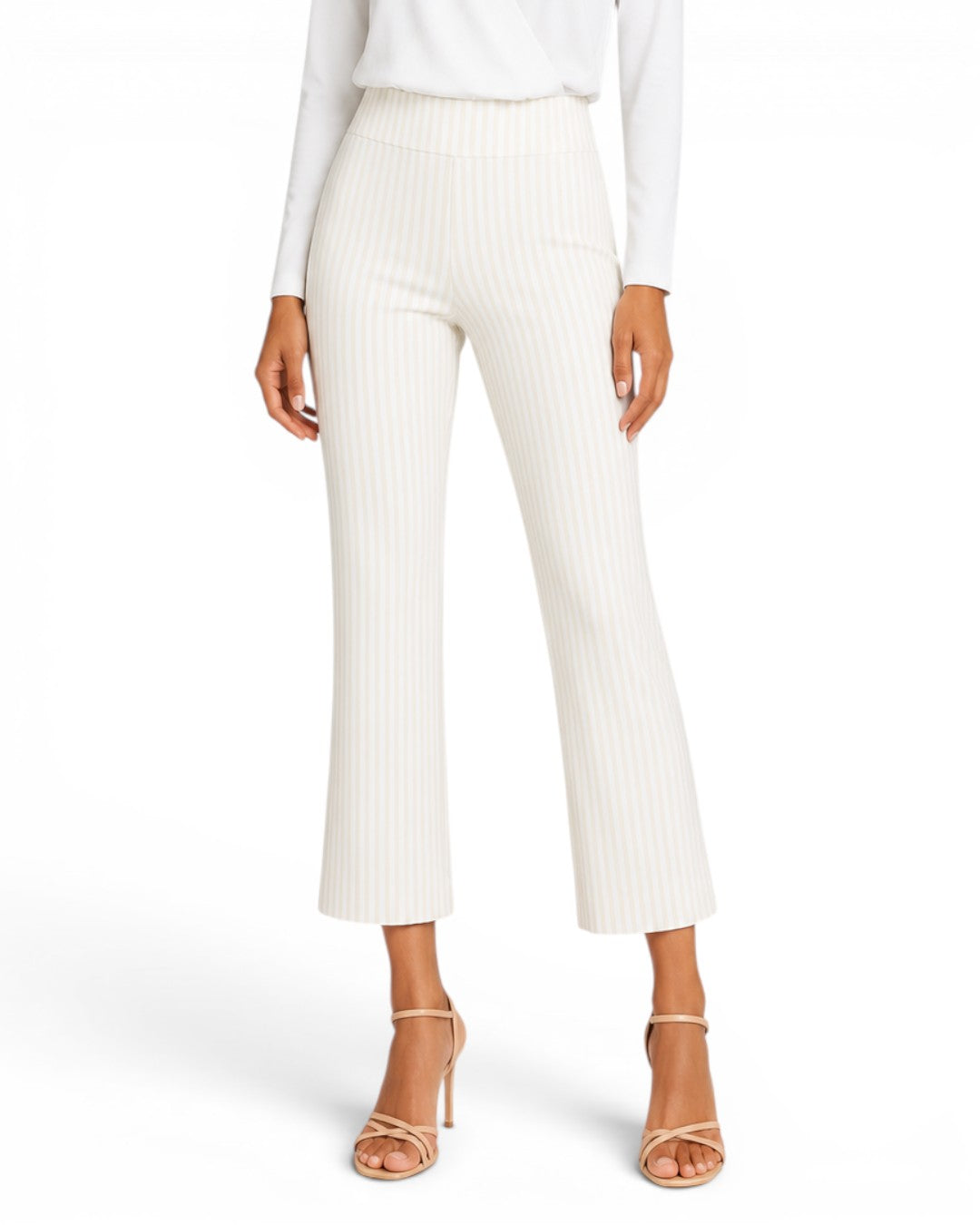 Krazy Larry P600 Pull on Wide Ankle Pant - Oatmeal Stripe