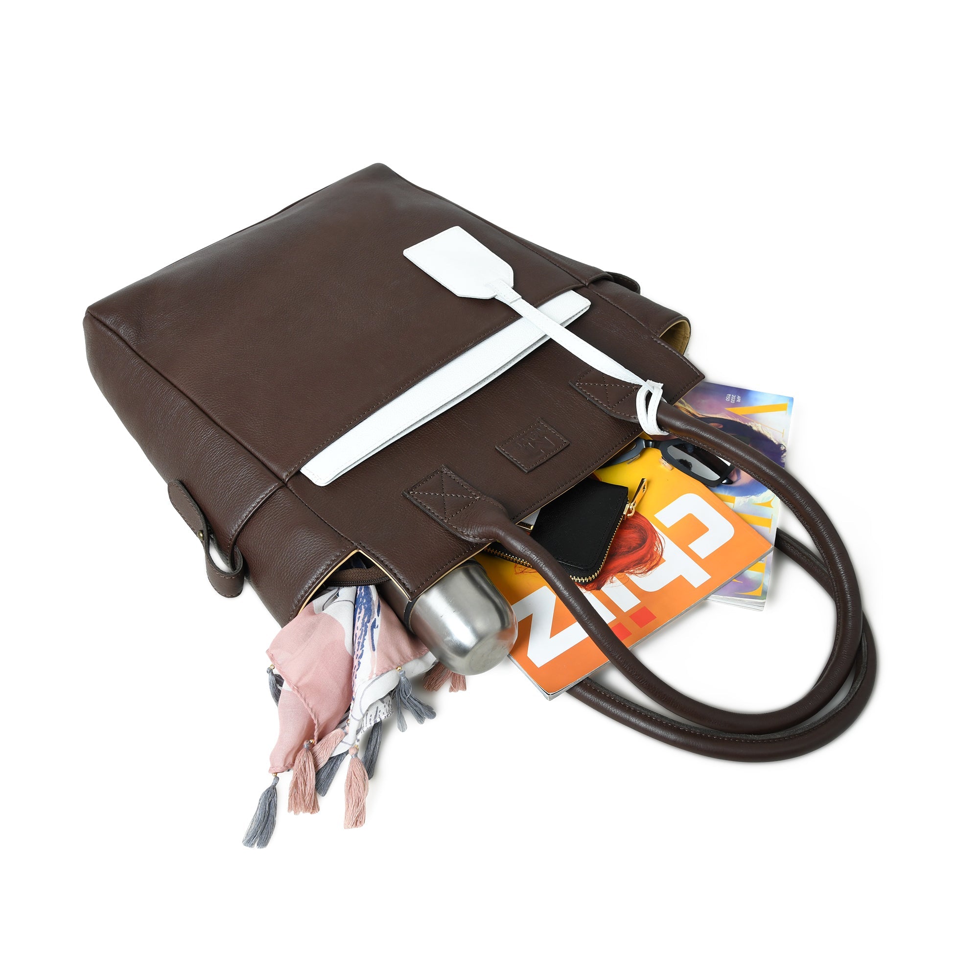 Chestnut Charm Brown Leather Tote - Glamourous Grace