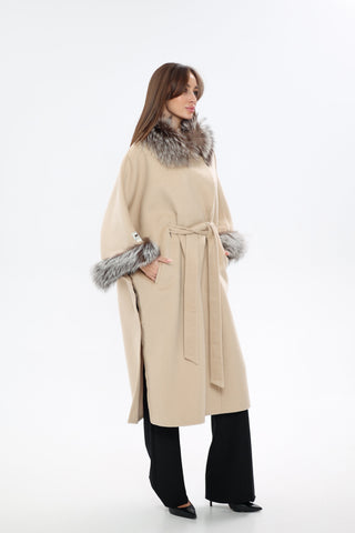 Saga®Furs Silver Fox Wool Cashmere Coat