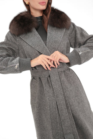 Carolina Genuine Polar Fox Wool Coat