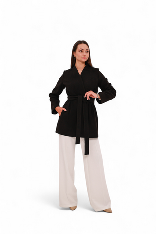 Opera Cashmere Blend Overcoat in Black