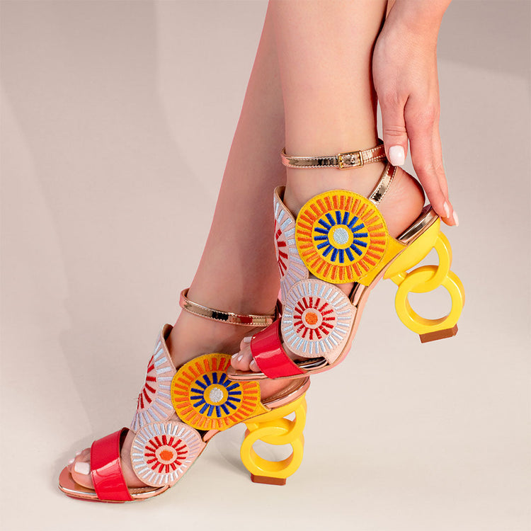 The Parama Yellow Leather Ankle Strap Women Sandal - Glamourous Grace