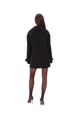 Karina Midi Cashmere Wool Blend Coat In Black