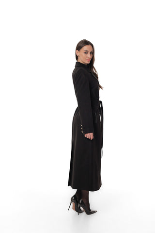 Vivian Tailored Cashmere Wool Coat in Black