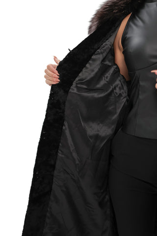 Genuine Astrakhan Silver Fox Trim Coat